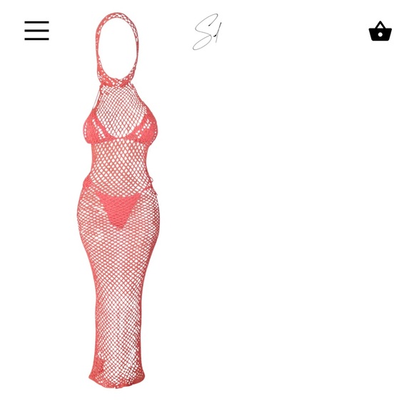 NWT M/L Salmon Colored Knit Swimwear - Picture 3 of 5